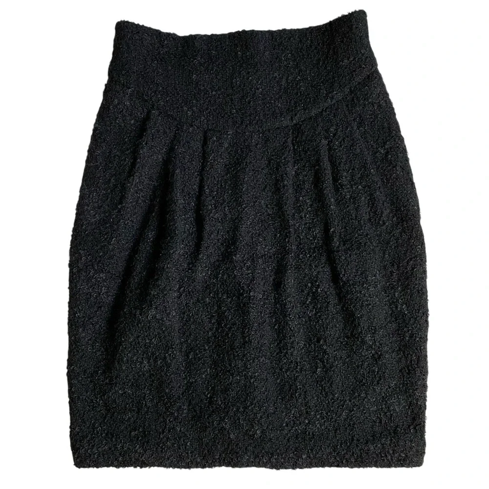Vintage Donna Karan Women's‎ Midi Pencil Skirt Size 10 Black Wool Mohair Blend